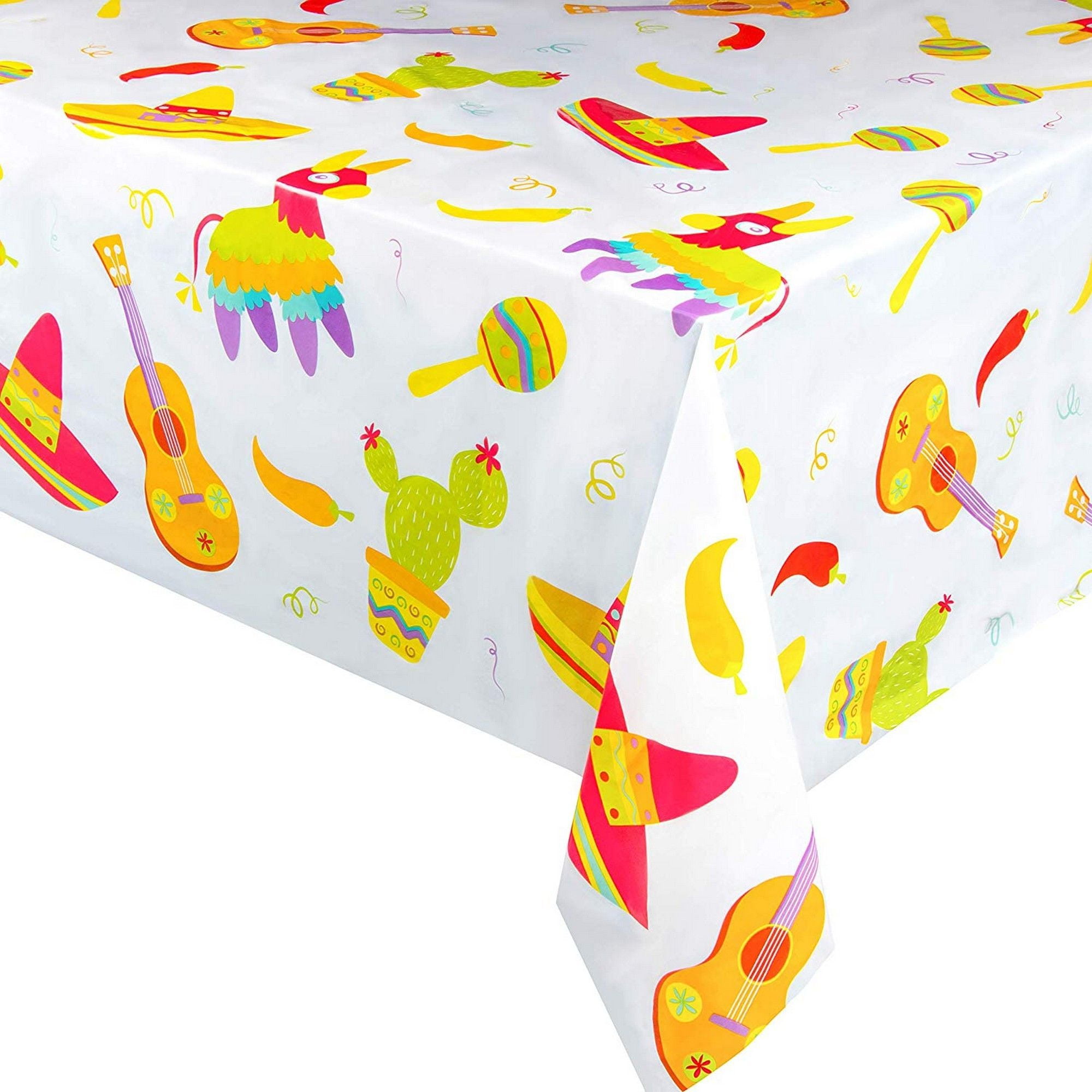3Pack Fiesta Plastic Tablecloth Rectangle 54 x 108 inch Disposable