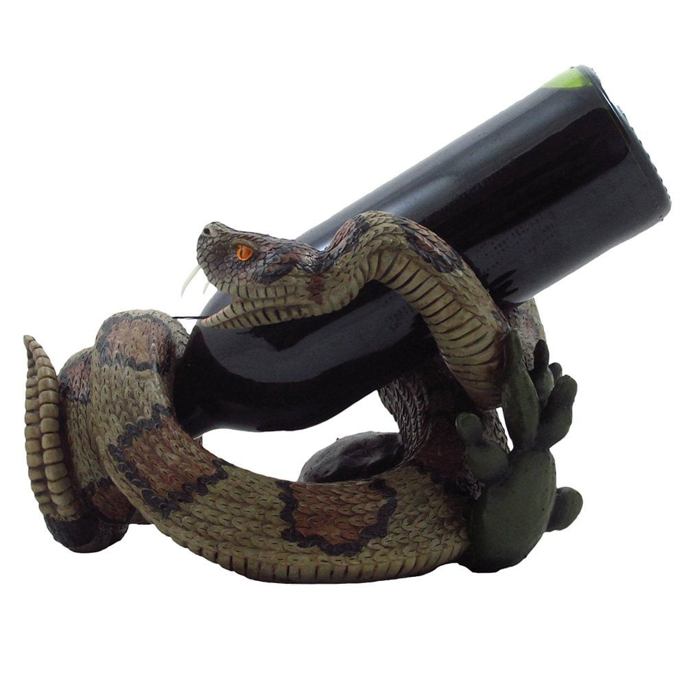 Decorative Diamondback Rattlesnake Wine Bottle Holder with Desert