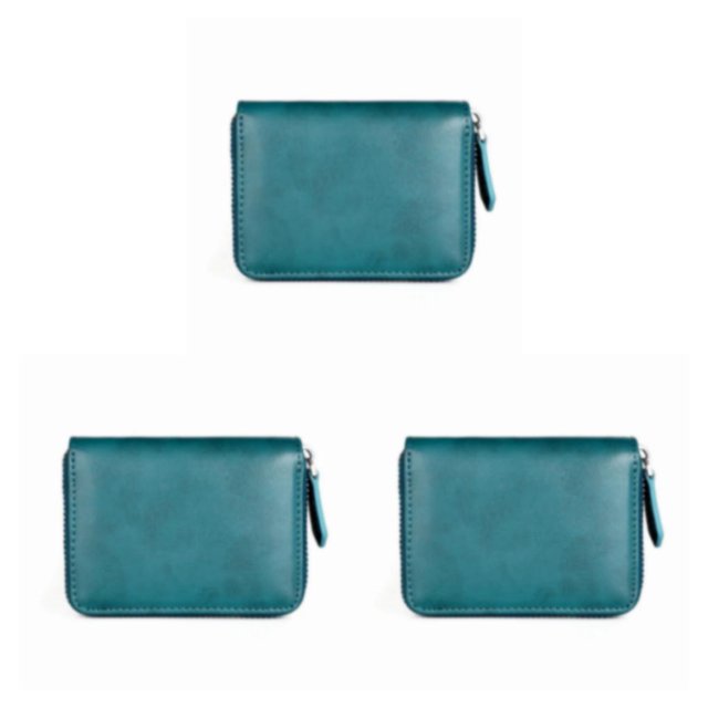 QualitChoice 1/2/3/5 Coin Purse Short Money Bag Change Mini Wallet for Zipper Rfid Blocking Card Holder Cowhide Big CapacityWomen Business Pouch Blue 3PCS