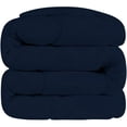 thumbnail image 3 of DNG Creations 3 Piece Wavy Stitching Comforter Solid Navy Blue Colour 550 GSM Super Soft 100% Egyptian Cotton With 6 Corner Tabs ( Oversized Queen - Size ), 3 of 6