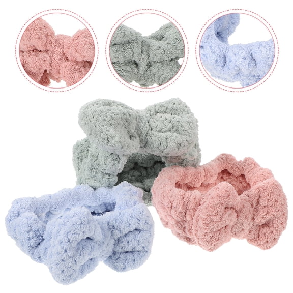 WINOMO 3pcs Makeup Hair Headband Plush Absorption Female Bath Spa