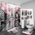 thumbnail image 1 of Set de baño Chrainy Paris, cortina de ducha con forma de torre Eiffel, 4 unidades, 1 of 7
