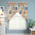 thumbnail image 6 of Boho Morocco Kitchen Window Curtains, Swag Curtains Valance for Bedroom Living Room Bathroom, Retro Farmhouse Ethnic Neutral Aesthetic Rod Pocket Window Curtain Block Drapes 2 Panels 36"x63", 6 of 9