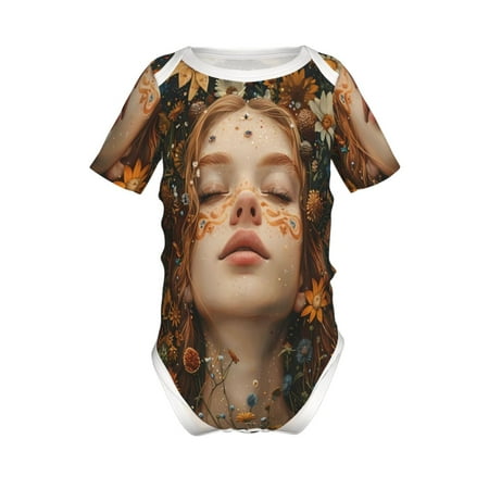 

Yiaed Whimsical Flower Crown Maiden Print Infant Climbing Short Sleeve Onesie One-Piece Baby Bodysuit Clothes 0-12 Months -18 Months