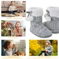 thumbnail image 4 of HOMEHOT Girls Bootie Slippers Fuzzy Plush Boots Shoes Memory Foam Slippers for Girls Pom Poms Gray Big Kid Size 3-4, 4 of 6