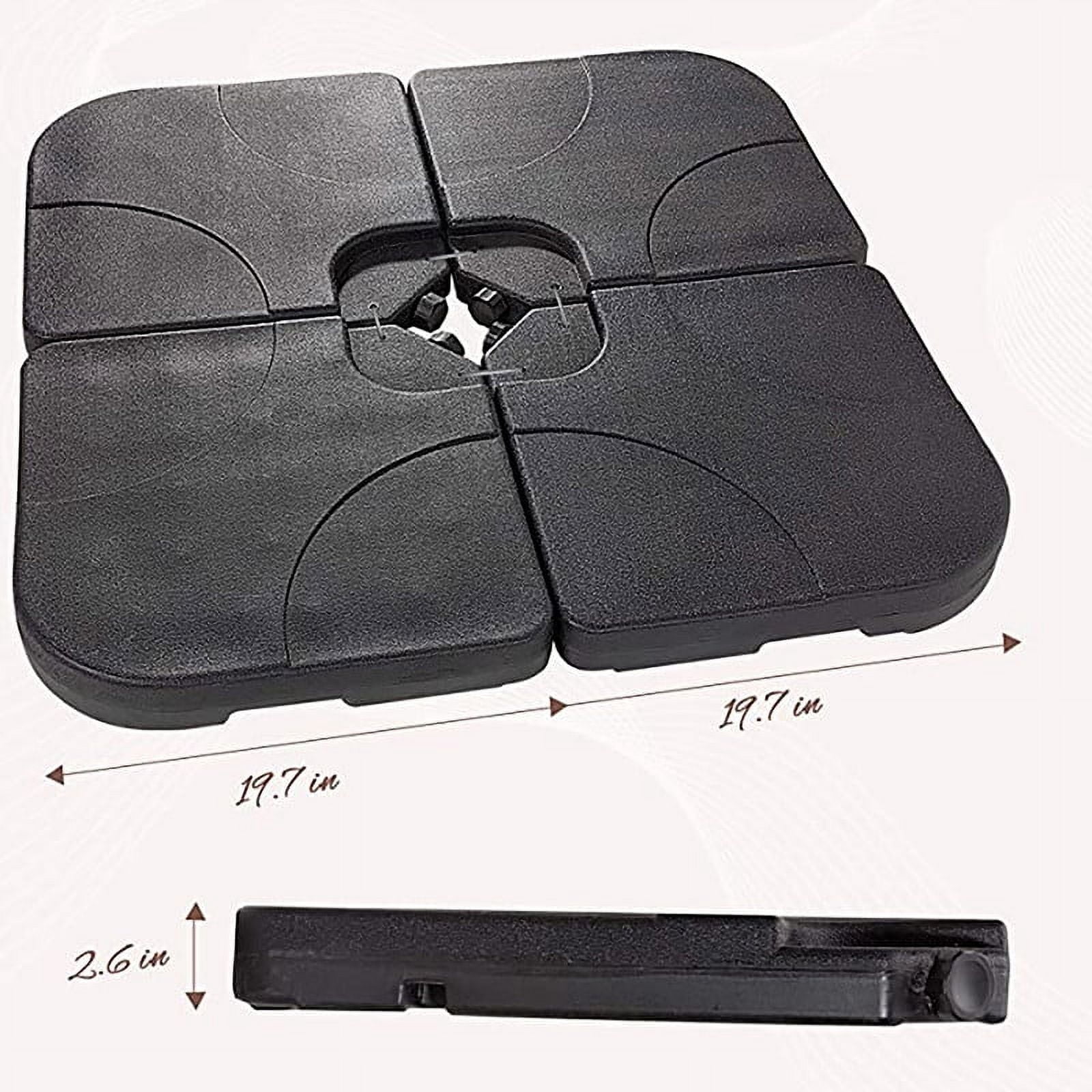 JUSTLET 10' 230lbs 4-Pieces Outdoor Hanging Offset Cantilever Umbrella Base for Patio(No Umbrella), Black