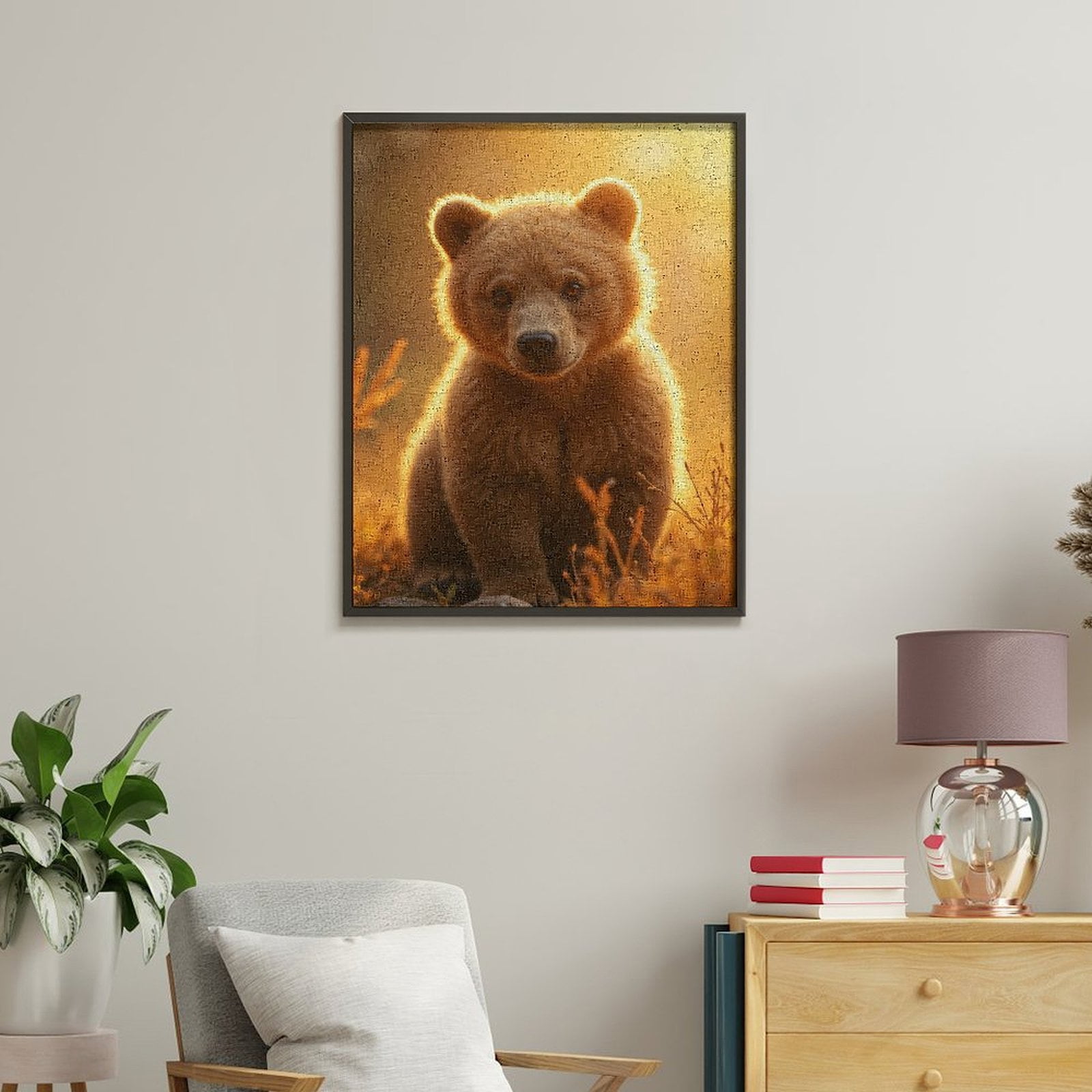 Paint by Numbers Kit for Adults, Golden Sunrise Bear Cub Paint by Numbers, Easy Paint by Numbers Kit for Adults Beginner, DIY Adult Paint by Number Kits on Canvas, Home Decor