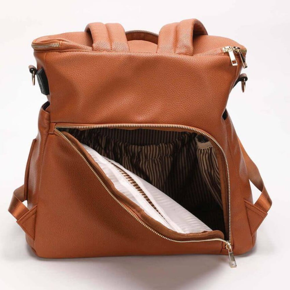 RsenFremior Diaper Bag Backpack Leather Backpack for Women Travel Backpack Baby Bag Large with Troller Straps Capacity for Wet Clothes