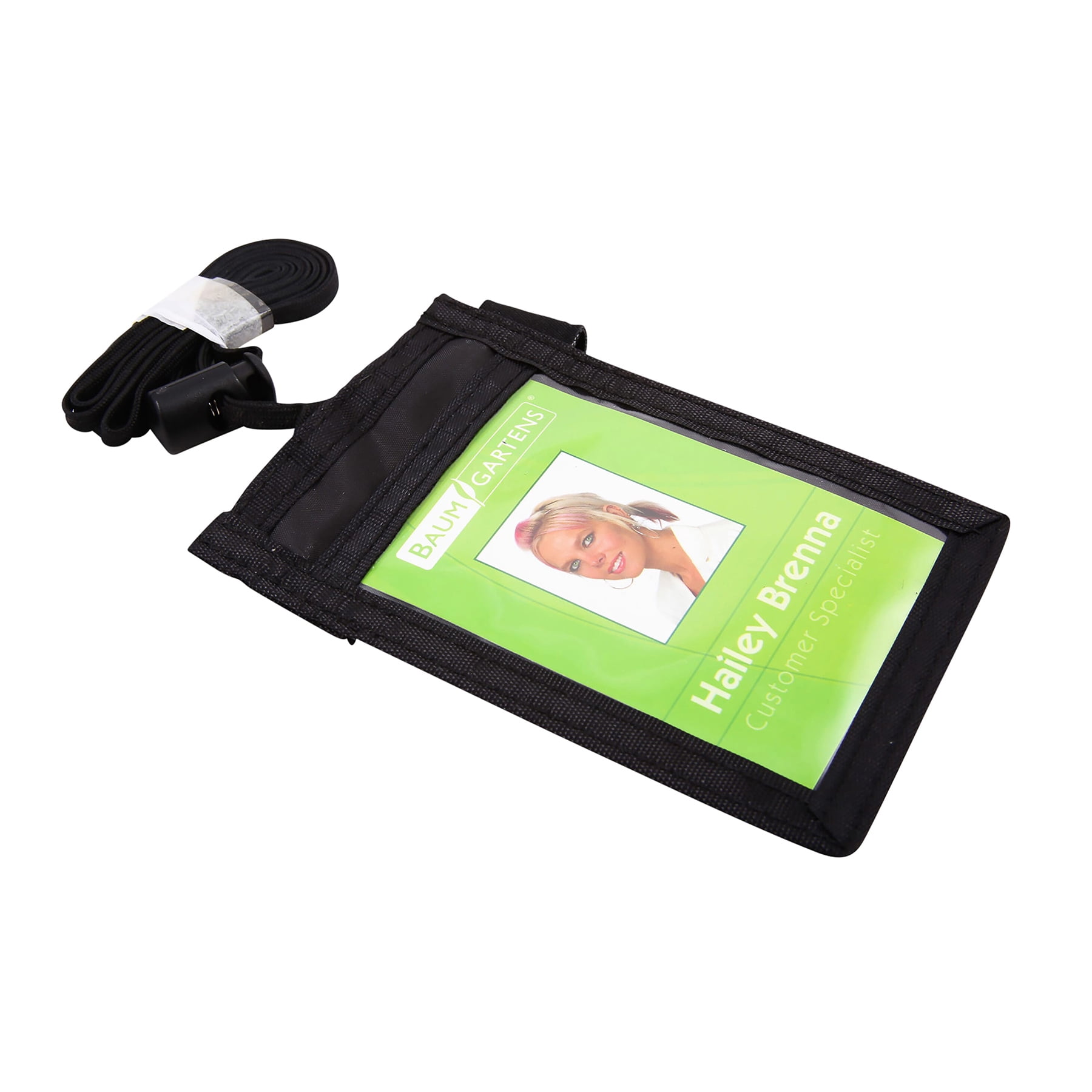 SICURIX ID Neck Pouch Badge Holder, Vertical, Adjustable Cord, 4" x 2-1/4" Insert, Black, Pack of 3