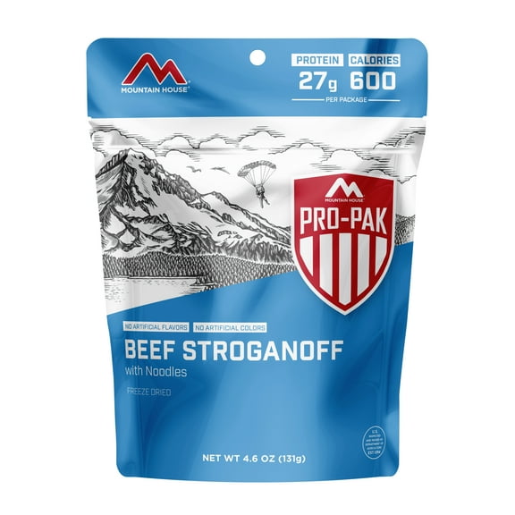 Mountain House Beef Stroganoff Pro-Pak, Freeze-Dried Backpacking & Camping Food, 1 Serving
