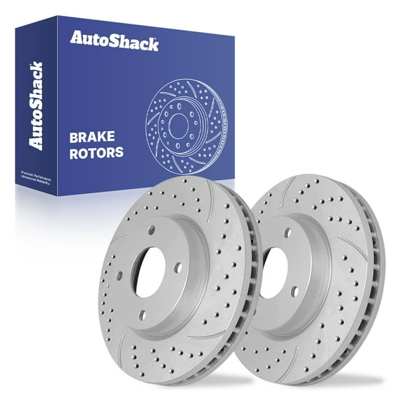 AutoShack 11.01" (279.7 mm) Front Vented Drilled & Slotted Brake Rotors Coated | Replacement for 2007-2012 Nissan Sentra 2007-2012 Nissan Versa | Silver Matte Finish | 2-PC Set | TurboGuard