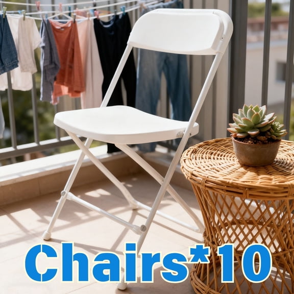 10PCS Plastic Folding Chairs, Lightweight Multi-Function Folding Chair, Folding Office Chair, Commercial Stacking Chairs, Durable Plastic Seat, Metal Frame, for Commercial Events, Backyard Relaxatio