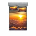 thumbnail image 2 of Ambesonne Nature Fitted Sheet & Pillow Sham Set, Sunset Scene on Clouds, Twinxl, Orange, 2 of 3