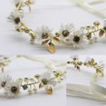 thumbnail image 5 of Corona de flores para el cabello, diadema con corona de flores de margarita, joyería para el cabello de boda, cuentas de cristal dorado con accesorio de cinta, accesorio para el cabello de boda, 1 pieza Rojo Verde, 5 of 5