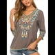 thumbnail image 3 of Blusas Mexicanas para Mujer, Camisas Bordadas, Ropa Hippie, Túnicas de Fiesta, Blusas Bohemias Campesinas de Talla Grande. Gris XL, 3 of 6