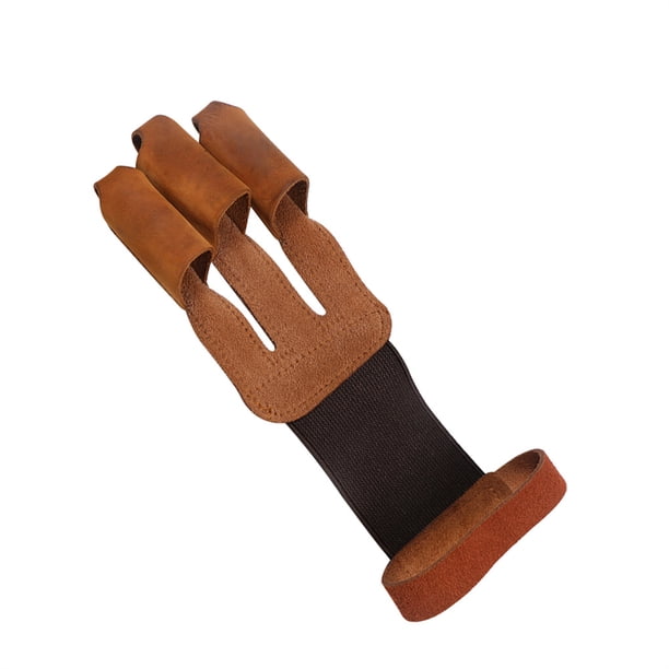 Wosthever Guantes de tiro Accesorios de cazador Protección de tres dedos Equipo de entrenamiento ajustable al aire libre Protector exquisito marrón tiro y tiro con Wosthever OD021123-00