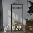 thumbnail image 3 of Hall Tree with Bench – 4-in-1 Rustic Entryway Organizer – 5 Hooks, Shoe Rack & Coat Rack – 200 lb Seat – Space-Saving – MDF & Steel – 70"H, 3 of 113