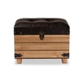 thumbnail image 3 of Baxton Studio Edmund Rustic Transitional Dark Brown Faux Leather Upholstered and Oak Brown Finished Wood Storage Ottoman, 3 of 5
