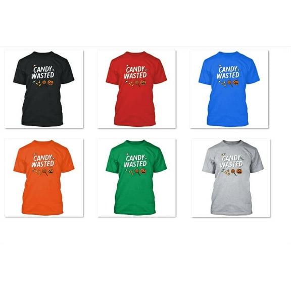 Halloween Funny Costume Candy Wasted Printed Men's T-Shirt Short Sleeve T-Shirt Soft and Comfy Shirt, Lightweight Shirt Black Small
