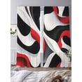 thumbnail image 3 of Abstract Gradient Stitching Sheer Curtains 108 Inches Long 2 Panels Black Red White Water Ripple Light Filtering Semi Sheer Window Curtains Drapes for Bedroom Living Room 52"x108", 3 of 7