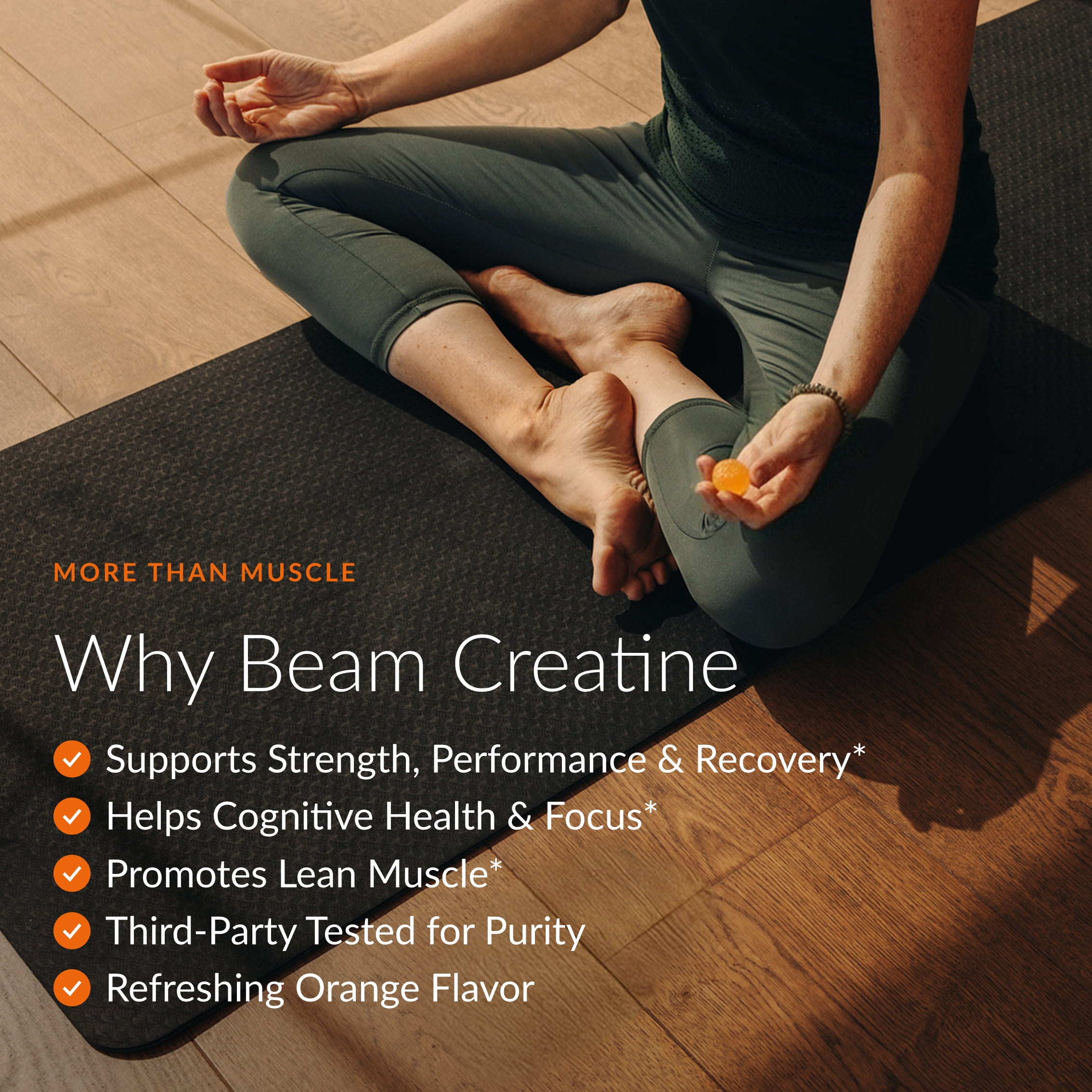 Beam Creatine Gummies – Creatine Monohydrate Gummies with 5g Creatine, Sugar Free, Muscle Strength & Workout Recovery Support