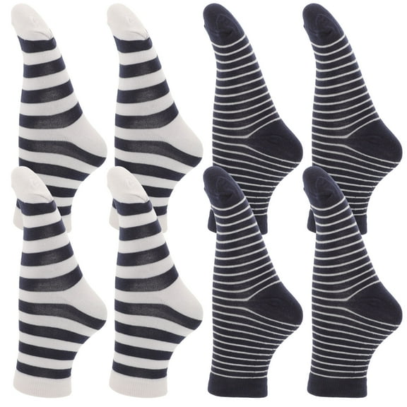 4 Pairs Striped Socks Sports for Men Hiking Long Calf Stockings Breathable and Women