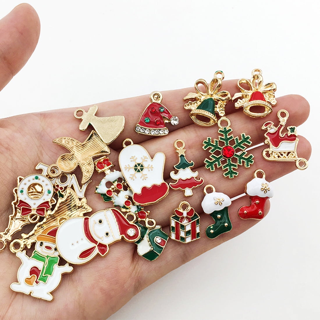 Mini Christmas Ornaments Set for Christmas Tree Decorations Small Tree Metal Miniature Ornaments for Christmas Craft Supplies Tiny Santa Claus Snowman Ornaments 30 Pcs
