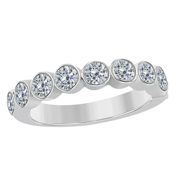 Mauli Jewels Rings for Women 1 Carat 9 Stone Engagement Wedding Band prong 14K Solid White Gold