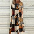 thumbnail image 3 of Women's Halloween Themed Casual Dress, Round Neck with Pockets Style , Everyday Outings, Halloween Print Casual Dress for Ladies Black L, 3 of 6