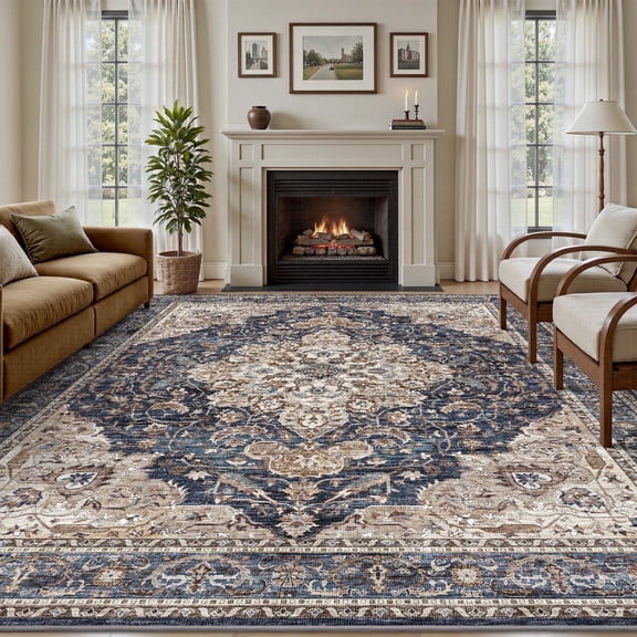 SIXHOME 6'x9' Area Rugs for Living Room Washable Rugs Carpet Soft Large Rugs for Bedroom Dining Room Office Home Decor Blue