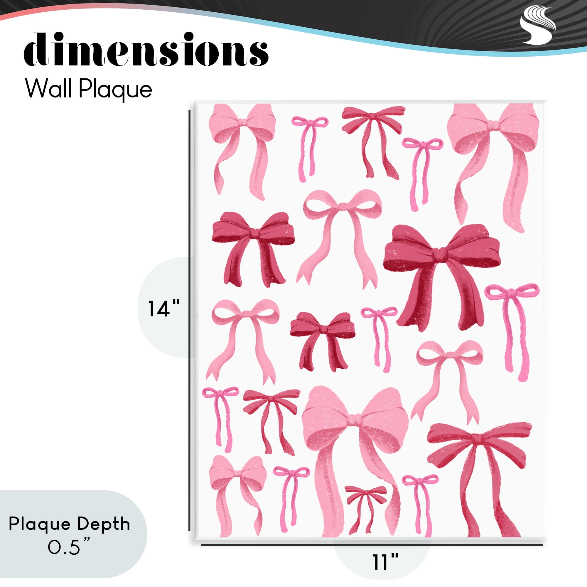 Stupell Industries Bows All Over Pink & Red Wall Plaque Art, design by Marcus Prime