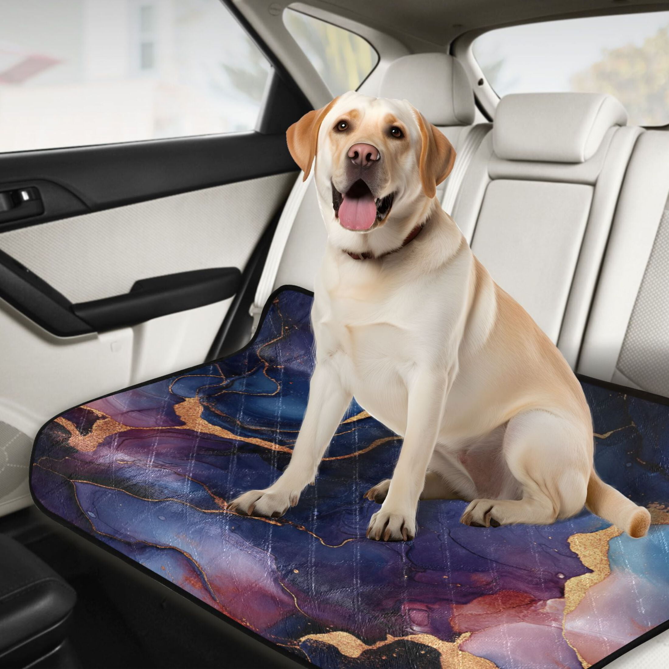 Qxltty Gilt Blue Patterns Cat litter Pads Pet Set of 3 Diaper Mats Center Anti-leakage Layer Absorbent Soft and Comfortable