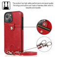 thumbnail image 6 of Crossbody Wallet Case for Apple iPhone 15,Decase Premium PU Leather Back Flip Wallet Cover With Detachable Lanyard Strap Shockproof Phone Shell,for Apple iPhone 15 - Red, 6 of 8