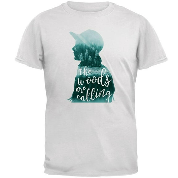 The Woods are Calling Pine Forest Girl Mens T Shirt White X-LG