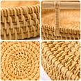 thumbnail image 4 of Round Rattan Tray Woven Bread Basket with Handles Small Tray for Serving Dinner Parties Coffee Table Tea (Natural 11 Inches Diameter), 4 of 9