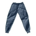thumbnail image 4 of Godokuleh Men's Baggy Cargo Pants Drawstring Elastic Waist Flap Pocket Street Jogger Cargo Pants Blue L, 4 of 4
