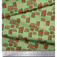 thumbnail image 2 of Soimoi Green polyester Crepe Fabric House Architectural Print Sewing Fabric Yard 42 Inch Wide, 2 of 3