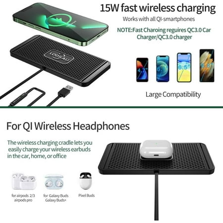 PYAN-Wireless car Charger Charging pad 15w Non Slip FastCharger for car Wireless Phone Charger for Android for iPhone 11/12/13/14/15/16/17 Pro Max Xs Samsung Galaxy S20(1M Cable) PYAN-Wireless car Charger Charging pad 15w Non Slip FastCharger for car Wireless Phone Charger for Android for iPhone 11/12/13/14/15/16/17 Pro Max Xs Samsung Galaxy S20(1M Cable)