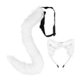 thumbnail image 1 of Conjunto de orejas y cola de piel sintética, accesorios para disfraz de cosplay, tocados, orejas de animal, pelo Blanco, 1 of 9
