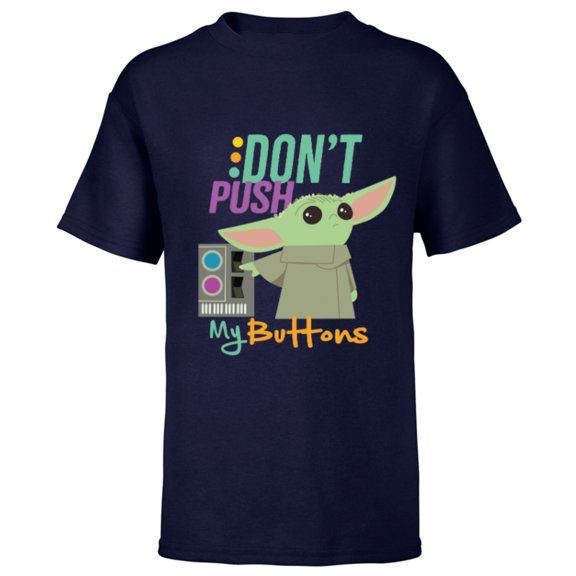 Star Wars The Mandalorian The Child Don't Touch My Buttons - Short Sleeve T-Shirt for Kids - Customized-Navy