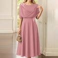 thumbnail image 4 of Afdoent Women's Dresses Elegant Solid Color Waist Cinching Short Sleeve Dress Of The Bride/Groom Party Fashion Beach Vacation Clothes, 4 of 7