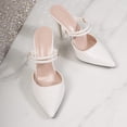 thumbnail image 4 of hoksml Pointed Toe Mule Heels for Women, Double Strap Rhinestone Stiletto Slip On High Heel Dress Sandals, 4 of 9