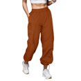 thumbnail image 1 of Gibobby Pantalones tipo cargo estampados de mujer Pantalones cargo sueltos de calle con cintura elástica diaria para mujer Pantalones con bolsillos(De bronce,G), 1 of 5