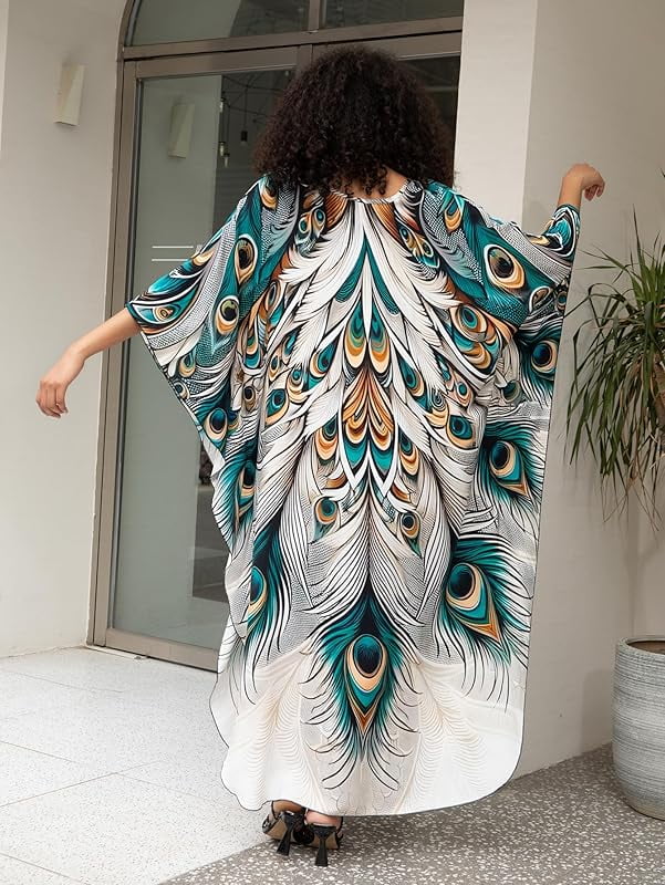 Women's Plus Size Kaftan Dress – Plus Size Maxi Dress Moo Moos Beach Cover Up,Bathing Suit Cover-Up Loungewear