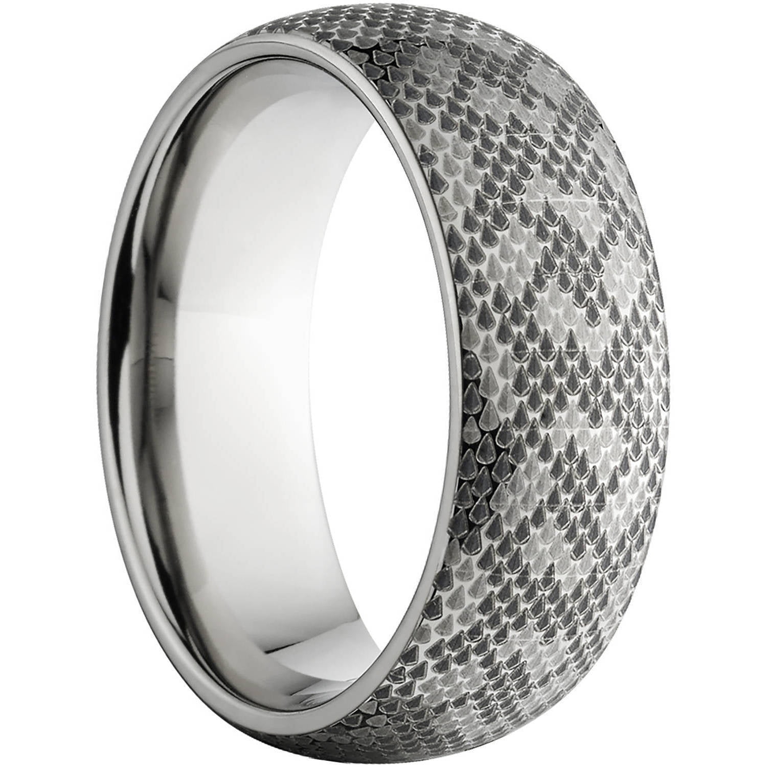 8mm Half-Round Titanium Ring with a Laser Snake Skin Pattern