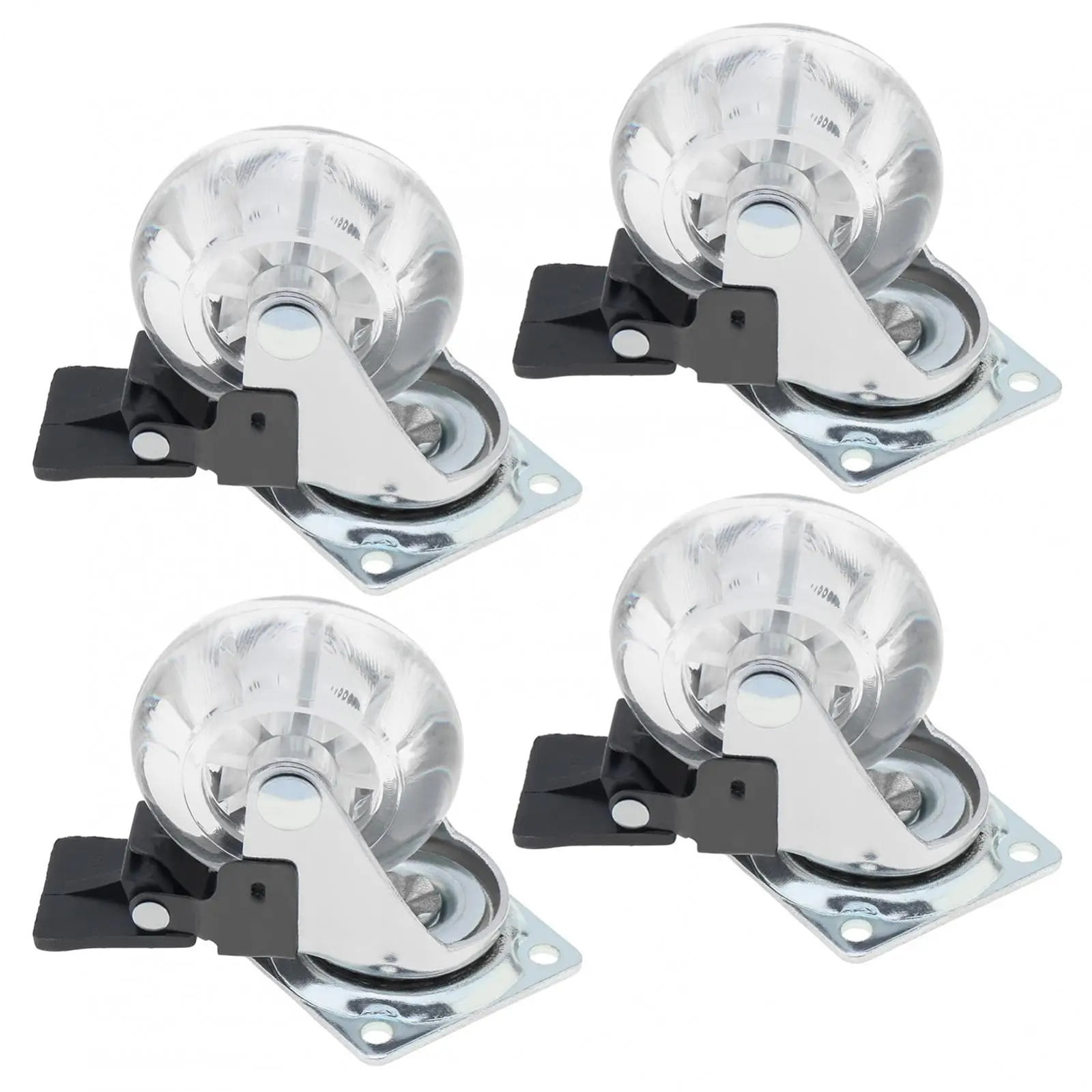 4Pcs 2/3 Inch Caster Pu Transparent Universal Crystal Wheel No Noise Small Cart Industrial Wheel Office Chair Casters Tool ,Reliable
