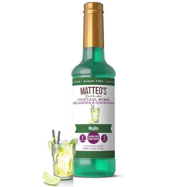 Matteo's Sugar Free Cocktail Syrup, Mojito, 750mL, 0 Calories, 0 Sugar, (Single Bottle)