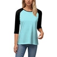 thumbnail image 5 of zaveiop Women's Color Block 3/4 Raglan Sleeves T-Shirt Loose Crew Neck Casual Tops Trendy Basic Pullover Casual Outfits 2025 (Z-Light Blue, XL), 5 of 6