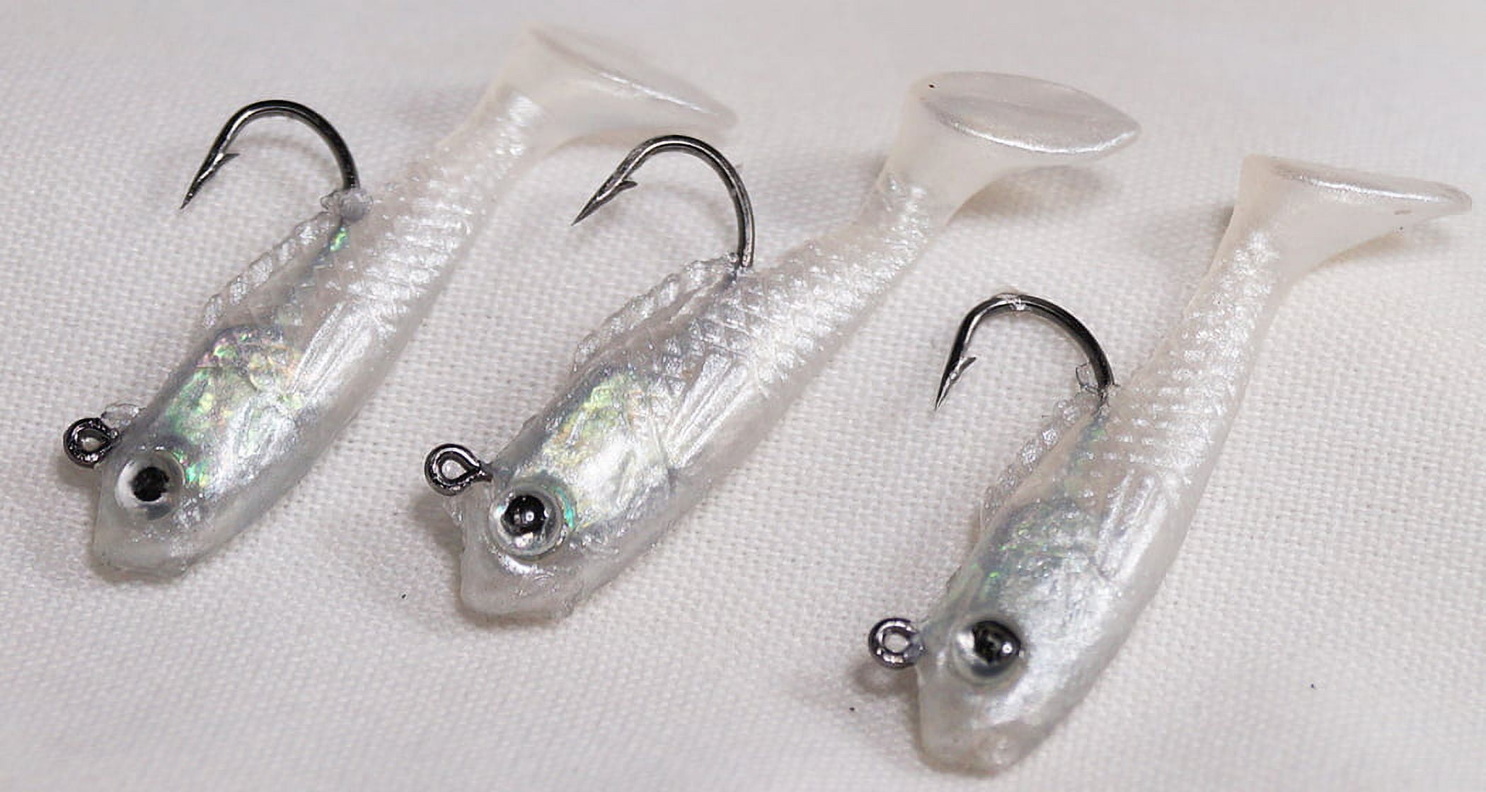 (3 pack) CRME 1.5" Pearl Paddle Tail Shad Swimbait Fishing Lures for Bass, 3-Count