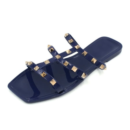 

LAVRA Women s Jelly Studded Sandals Summer Flip Flop Gladiator Shoes